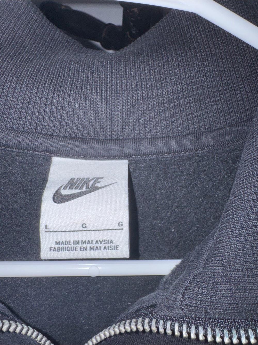 Nike Black Cropped Half-Zip Sweatshirt with White Swoosh - Picture 2 of 3